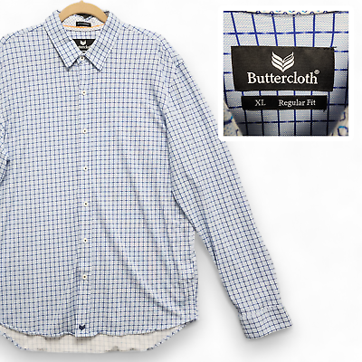 #ad Buttercloth Icy Cotton Shirt Men#x27;s XL Regular Fit Blue Cooling Stretch Button Up $39.51