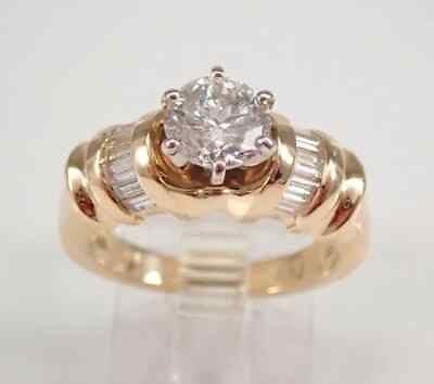 #ad 2Ct Round Cut Moissanite Women Solitaire Engagement Ring 14K Yellow Gold Plated $169.99