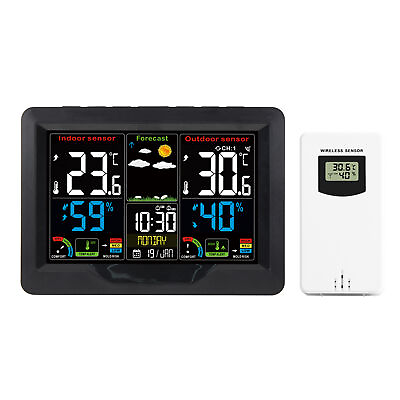 #ad Digital LCD Indoor amp; Outdoor Weather Station Clock Thermometer Wireless J8T2 $28.99