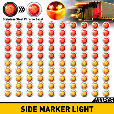 20 50 100PCS LED Marker Lights 3 4quot; Truck Trailer Side Lamp With Stailness Base $89.99