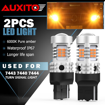 #ad 2Pcs Amber Yellow T20 Light Bulbs Car Turn Signal LED Wedge 7440 Super Bright $18.99