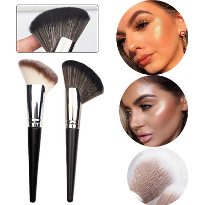 #ad Facial Contour Brush Fluffy Hair Blush Brush Powder Brush Bevel Makeup Tool $3.28