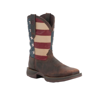 #ad Men#x27;s Dark Brown Oiled American Flag Leather Cowboy Boots 5 Day Delivery $112.00