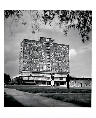 #ad LD293 Original Photo UNIVERSITY CITY Mexico Mosaic Artwork Library Architecture $20.00