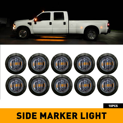 #ad 10X LED Smoke Marker Side Round lights Amber 3 4quot; Bullet Light for Trailer Truck $12.19