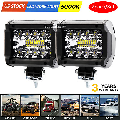 2Pack 4inch 480W LED Work Light Bar Spot Flood Off Road Truck Reverse Fog Lights $14.43