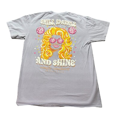 #ad Simply Southern Shirt Womens Medium Smile Sparkle and Shine Dolly Parton SS $6.29