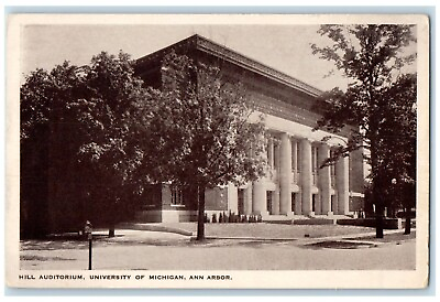 #ad c1940 Exterior View Hill Auditorium University Michigan Ann Harbor MI Postcard $14.98