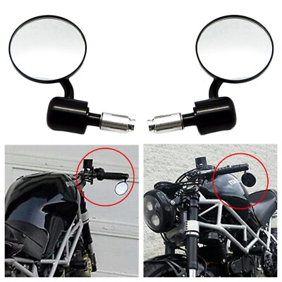 7 8quot; Universal Bar End Mirrors Black Aluminum Motorcycle For Cafe Racer Bobber $25.05