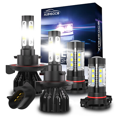 #ad Fit For Jeep Wrangler 2010 2021 LED Headlight Hi Low Beam Fog Light 4x Bulbs $35.99