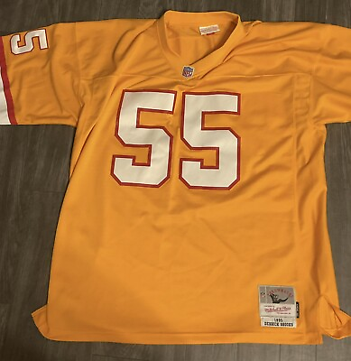 #ad Derrick Brooks #55 Tampa Bay Bucs Mitchell N Ness NFL Orange Legacy Jersey 40 M $90.00