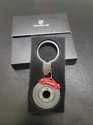 #ad PORSCHE Keychain Red Brake Caliper 911 Key Ring Fob With Free Sheild Keychain $29.99