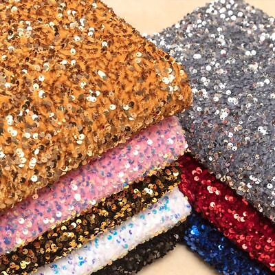 #ad Sequin Fabric Knitted Velvet By Yards Reflective For Dress Show Clothing Fabrics $50.14