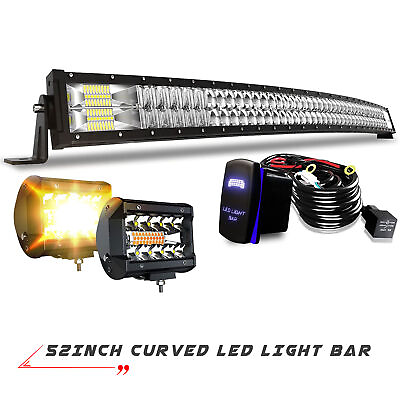 Curved 52Inch LED Bar Light Spot Flood Combo Beam Driving For Offroad ATV 4X4 $95.99