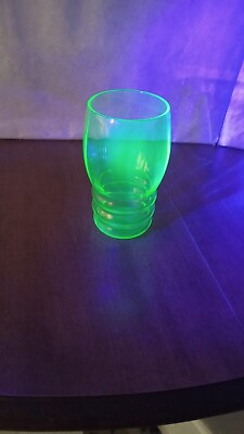 #ad Depression Uranium Glass Green Juice Glass Vintage $10.99