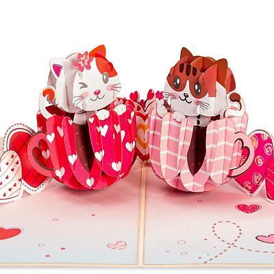 #ad 3D Love Cat Mug Pop Up Card 5quot; x 7quot; Cover Includes Envelope and Note Card $25.49