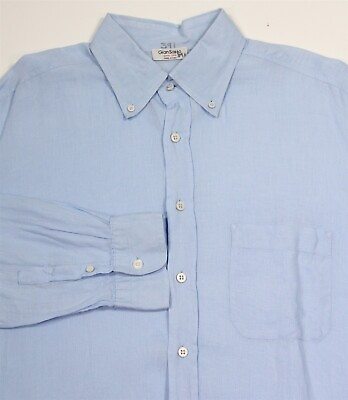 #ad Gran Sasso Solid Light Blue 100% Linen Button Up Shirt Men#x27;s Large $16.00