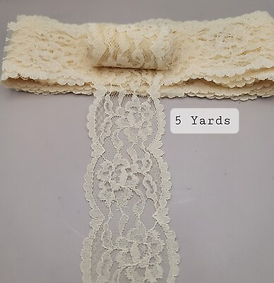 #ad Vintage Lace Double Scalloped Trim Ivory 5 Yards x 2quot; Wide $11.00
