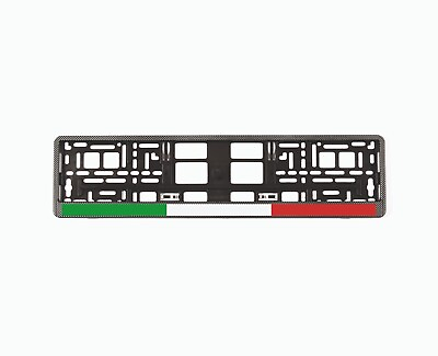 #ad 2X EU License Number Plate Frames Holders Carbon look with the flag of Italy $30.00