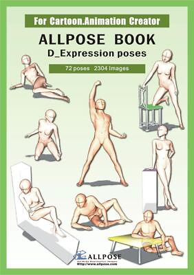 #ad AllPose Resource D Expression Poses For Cartoon amp; Anime Drawing Paperback Book $15.00