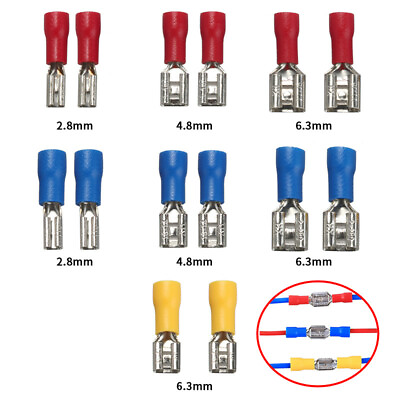 #ad 100 50pcs Femaleamp;Male Spade Insulated Connector Crimp Electrical Wire Terminal $5.59