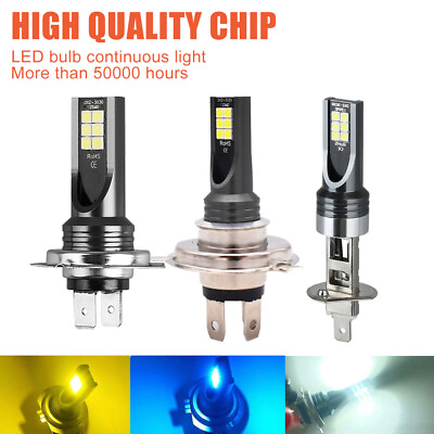 #ad 2X H4 H7 H1 LED Headlight Car Fog Light Bulbs Auto Driving Lamps 12000LM 80W 12V $8.36
