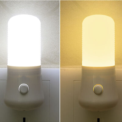Portable LED Plug in Night Light Wall Lamp Brightness Bedroom Socket Night $6.28
