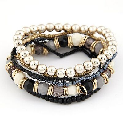 #ad Multilayer Jewelry Beaded Chain Bracelets Elastic Strand Colorful Bangle 1pcs $9.59