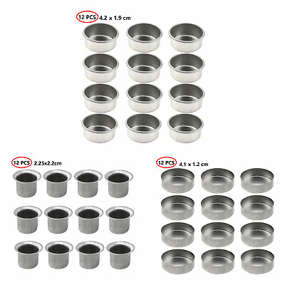 #ad 12 Metal Round Candle Cup Tapered Wax Tea Light Holders Jar FOR Candles Making $9.29