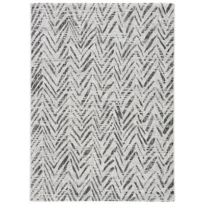 #ad SAFAVIEH Area Rug 91quot;x65quot;Courtyard Gray Black Distressed Chevron Water Resistant $84.42