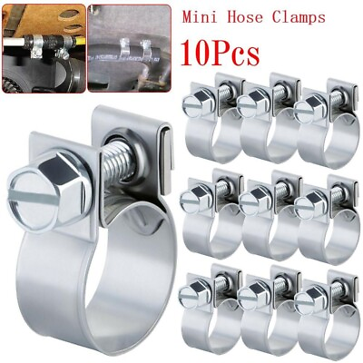 #ad 10 Pcs Hose Clips Mini Clips Nut amp; Bolt Fuelline Or Petrol Pipe Clips Clamp $8.42