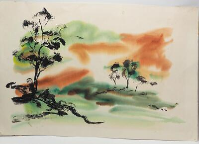 #ad Vintage Watercolor Painting Landscape circa 1959 1960 $104.99