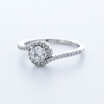 #ad 1.1 CT Natural Diamond H SI1 Round Brilliant Platinum Prong Halo Engagement Ring $2332.80