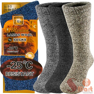 #ad 3 Pairs Winter Merino Lambs Wool Heavy Duty Thermal Boots Socks For Mens 10 13 $12.99