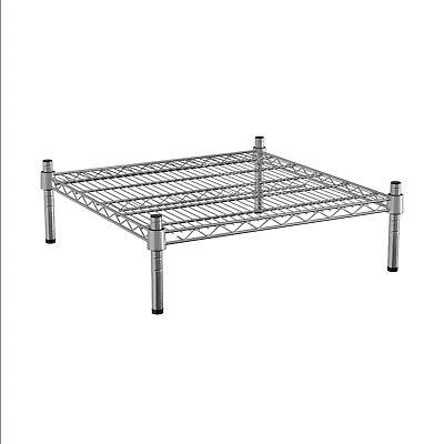 #ad Stationary Dunnage Storage Rack 24quot; x 24quot; x 8quot; Chrome Wire 1 Shelf Kit $89.99