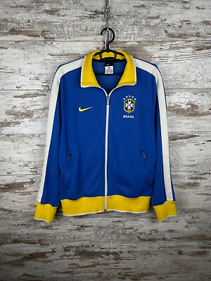 #ad Mens Vintage Nike CBF Brasil track jacket blokecore soccer jersey size M olympic $100.00