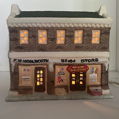 #ad American Village Scene F. W. Woolworth#x27;s Ceramic Figurine Includes Cord amp; Bulb $48.79