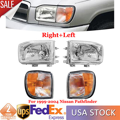 #ad Fit For Nissan Pathfinder 1999 2004 LeftRight Side Headlights Halogen Headlamps $80.75