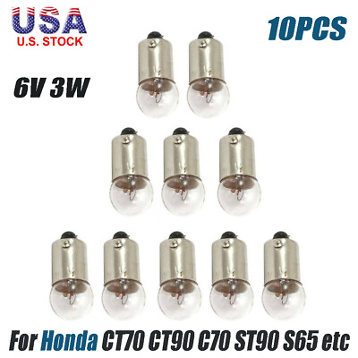 #ad 10pcs 3W 6 Volt Speedo Speedometer Light Bulbs For Honda CT70 CT90 C70 ST90 S65 $12.99