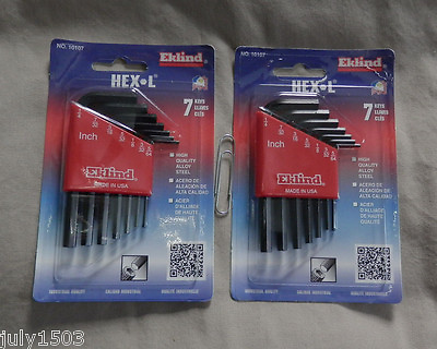 #ad Two 2 NEW Inch SAE Hex L Sets 7 keys each Eklind allen wrench 10107 $11.90