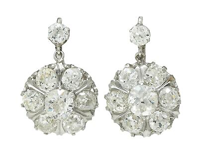 #ad Edwardian 4.07 CTW Old Mine Cut Diamond Platinum Antique Earrings $7970.00