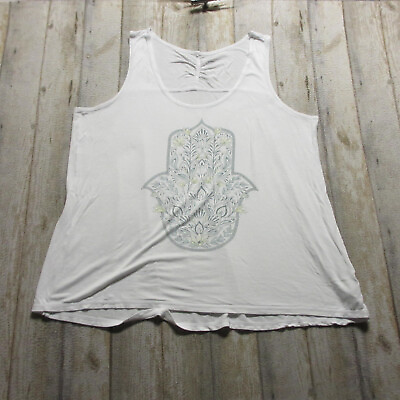 #ad Gaiam Tank Top Shirt Womens Extra Large White Mandala Print Sleeveless $14.88