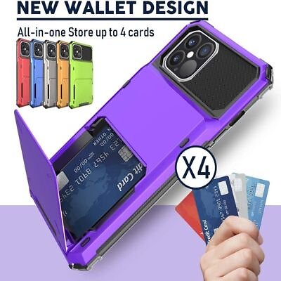 #ad Heavy Duty Armor Wallet Card Holder Covers For iPhone 14 13 12 11 Pro Max XR 8 7 $17.27
