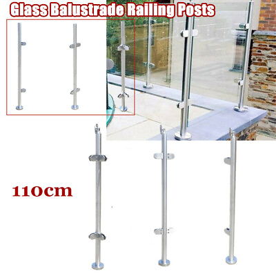 110cm Floor Standing Stairs Pool Glass Balustrade Railing Clamp Railing Post $58.04