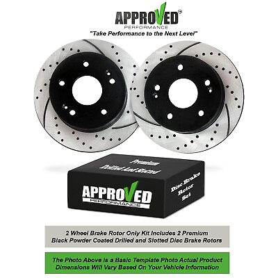 #ad Front Kit Premium Drilled and Slotted Disc Brake Rotors Rotor Only Set $93.99