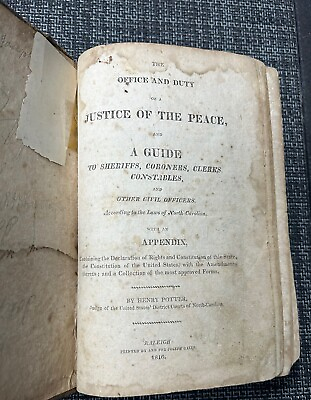 #ad Henry POTTER Office and Duty of Justice of the Peace and Guide to Sheriffs 1816 $840.00