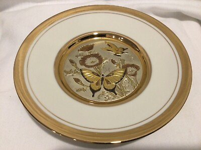 #ad Art of Chokin Plate 6quot; Butterflies motiff gold trimmed $8.00