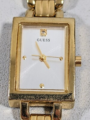 #ad Guess Silver Tone Dial Rectangle Gold Tone Case Link Bracelet Band Watch $34.99