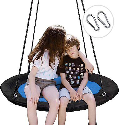 #ad 40quot; Kids Round Nylon Rope Tire Saucer Oxford Tree Swing Net Nest 440lbs Durable $62.69