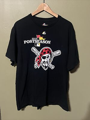 #ad Majestic Pittsburgh Pirates Men’s XL T Shirt Black with 2013 Postseason Logo $12.99